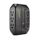 Ultralink Black 6 Outlet 2 USB Surge Protector Product Image 01