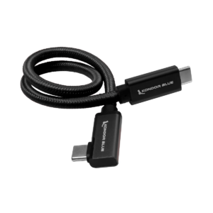 Kondor Blue Black 12" USB-C to USB-C Right Angle Cable Product Image 01